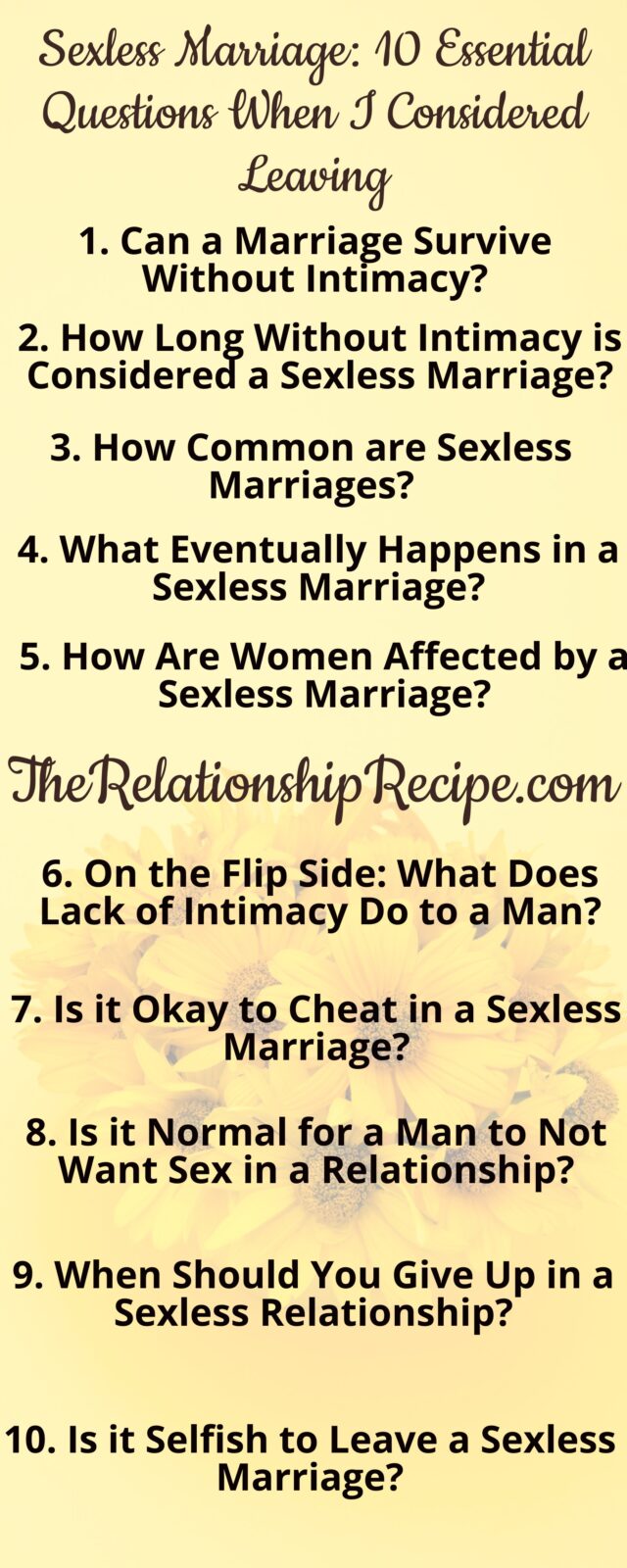 Sexless Marriage: 10 Questions When I Considered Leaving Infographic