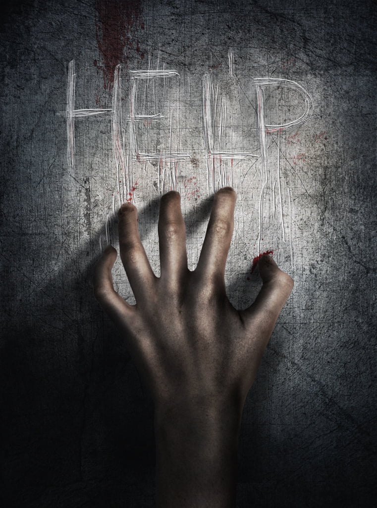 Horror Scene. Hand on wall backround. Poster, cover concept