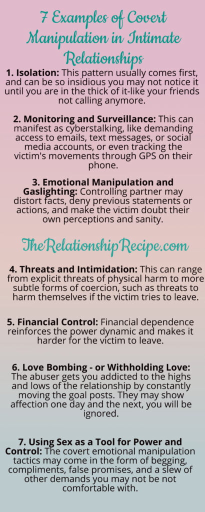 7 Examples of Covert Manipulation in Intimate Relationships Infographic