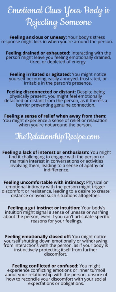 Emotional Clues Your Body is Rejecting Someone Infographic