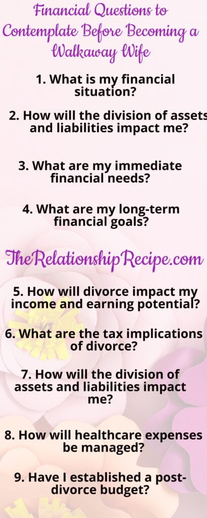 Financial Questions to Contemplate Before Becoming a Walkaway Wife Infographic