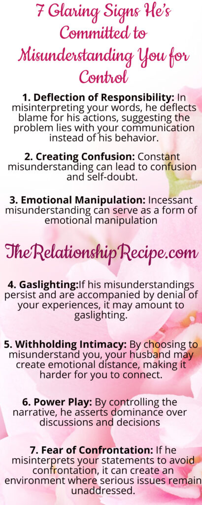 7 Glaring Signs He’s Committed to Misunderstanding You for Control Infographic