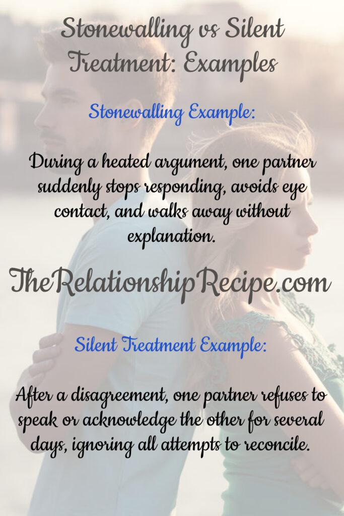 Stonewalling vs Silent Treatment: Examples Infographic